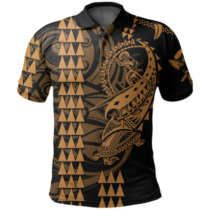 Custom Personalised Hawaii Polynesian Warrior Kakau Polo Shirt - Gold