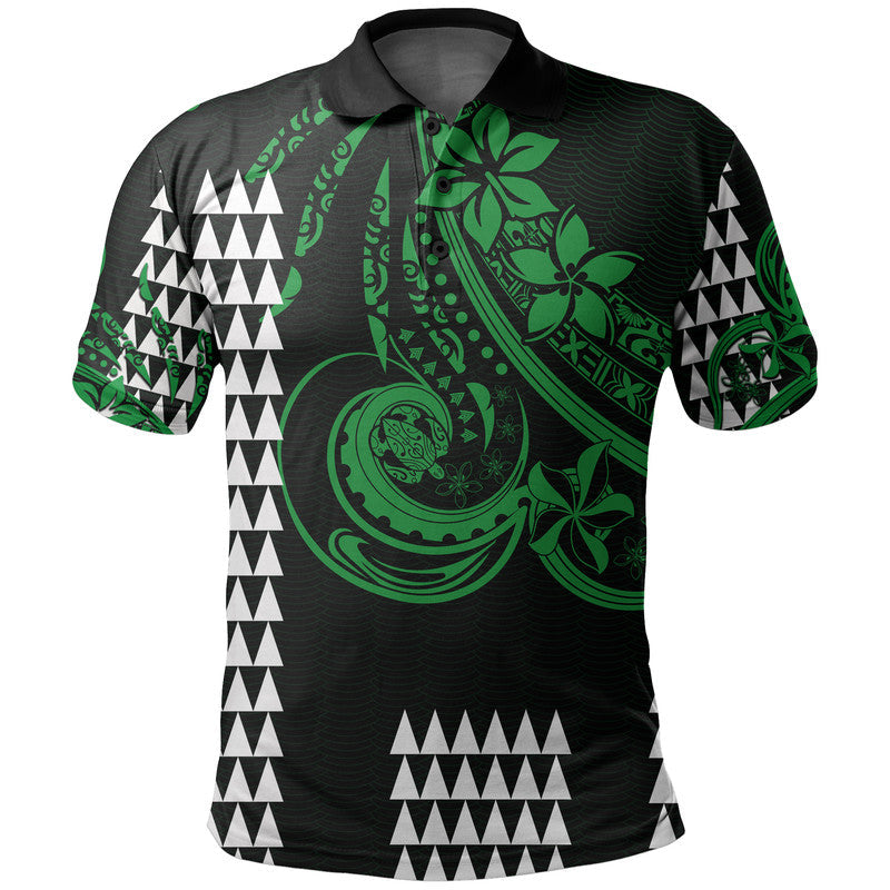 Custom Personalised Kakau Hawaiian Polynesian Polo Shirt Green