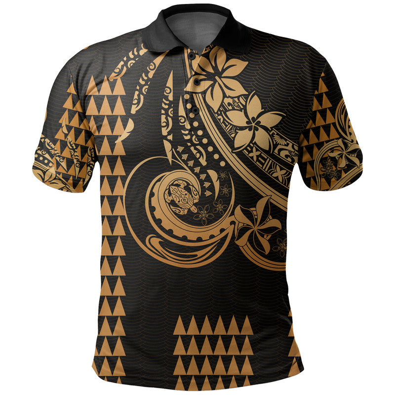 Custom Personalised Kakau Hawaiian Polynesian Polo Shirt Gold