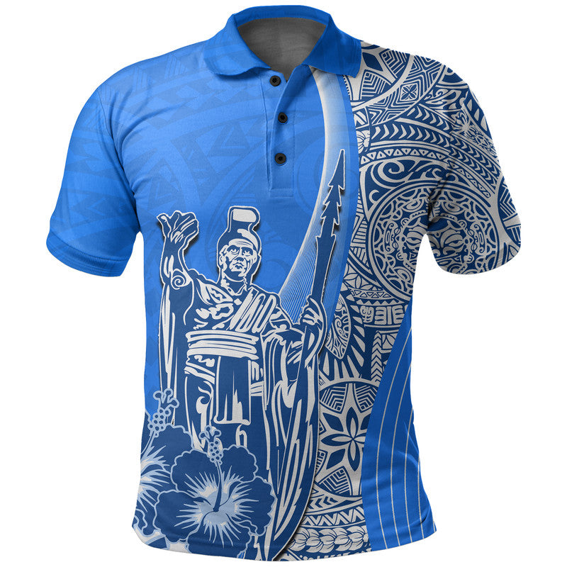 Hawaiian King Kamehameha Polo Shirt Vibe Blue Style