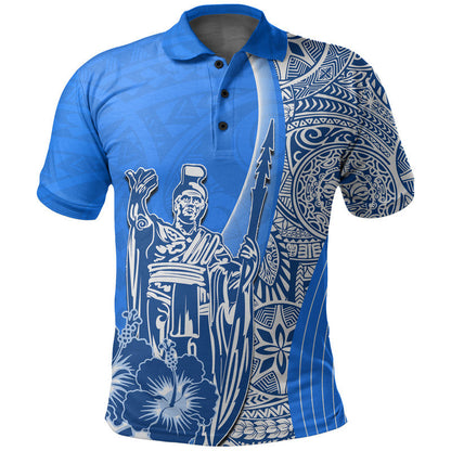 Hawaiian King Kamehameha Polo Shirt Vibe Blue Style