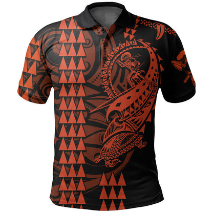 Custom Personalised Hawaii Polynesian Warrior Kakau Polo Shirt - Orange