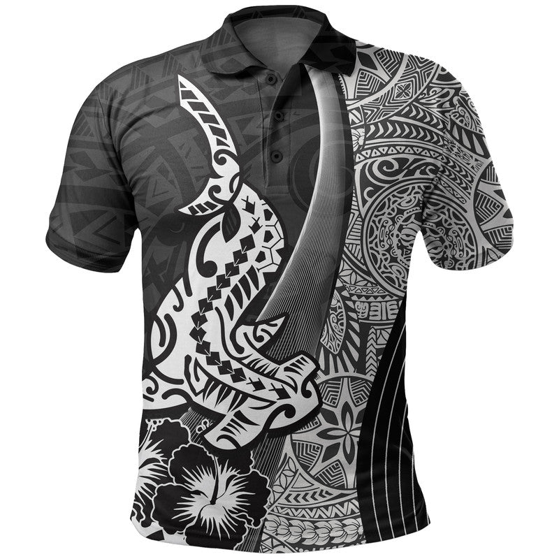 Hawaiian Shark Polynesian Polo Shirt Vibe Black Style