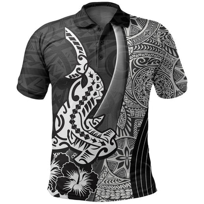 Hawaiian Shark Polynesian Polo Shirt Vibe Black Style