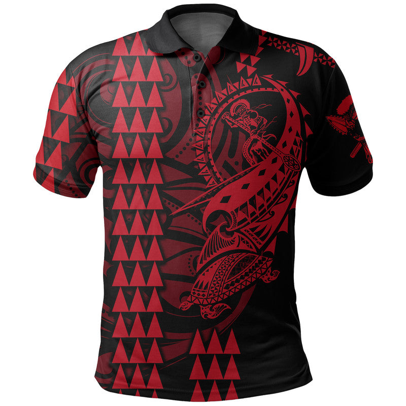 Custom Personalised Hawaii Polynesian Warrior Kakau Polo Shirt - Red