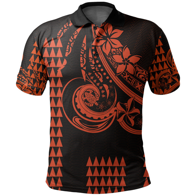 Custom Personalised Kakau Hawaiian Polynesian Polo Shirt Orange