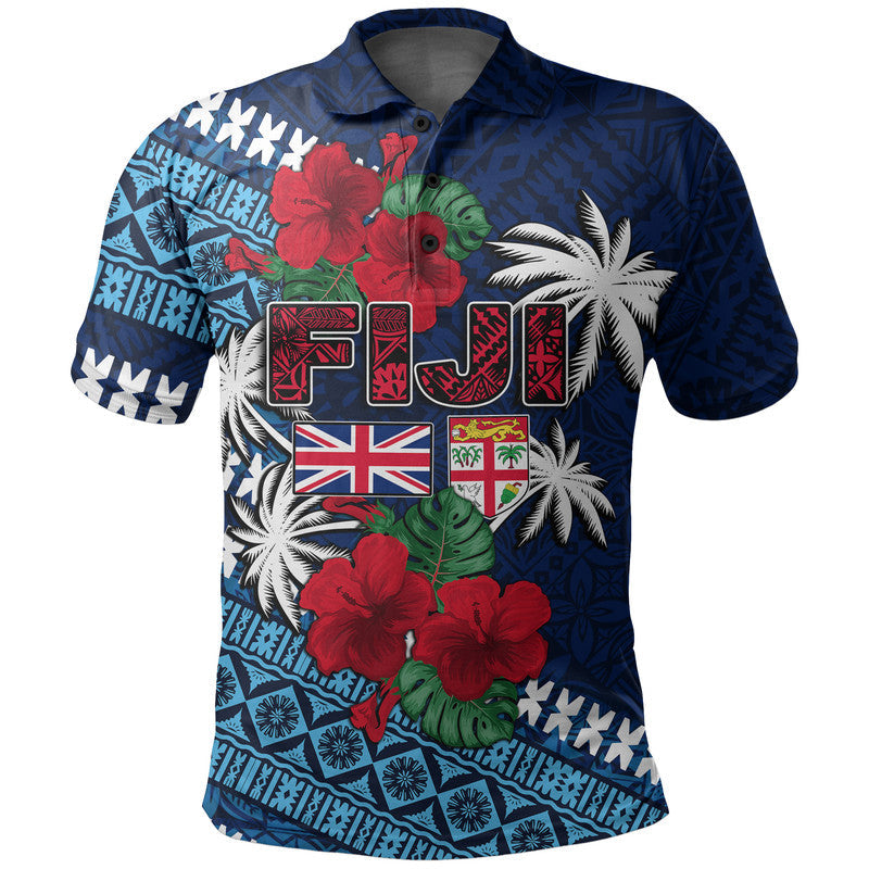 Fiji Patterns With Hibiscus Polo Shirt