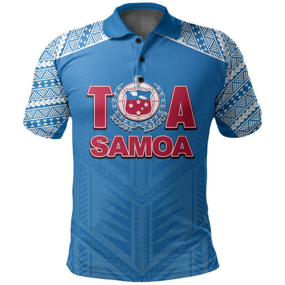 Toa Samoa Rugby Polo Shirt Blue Sky Jersey 2022