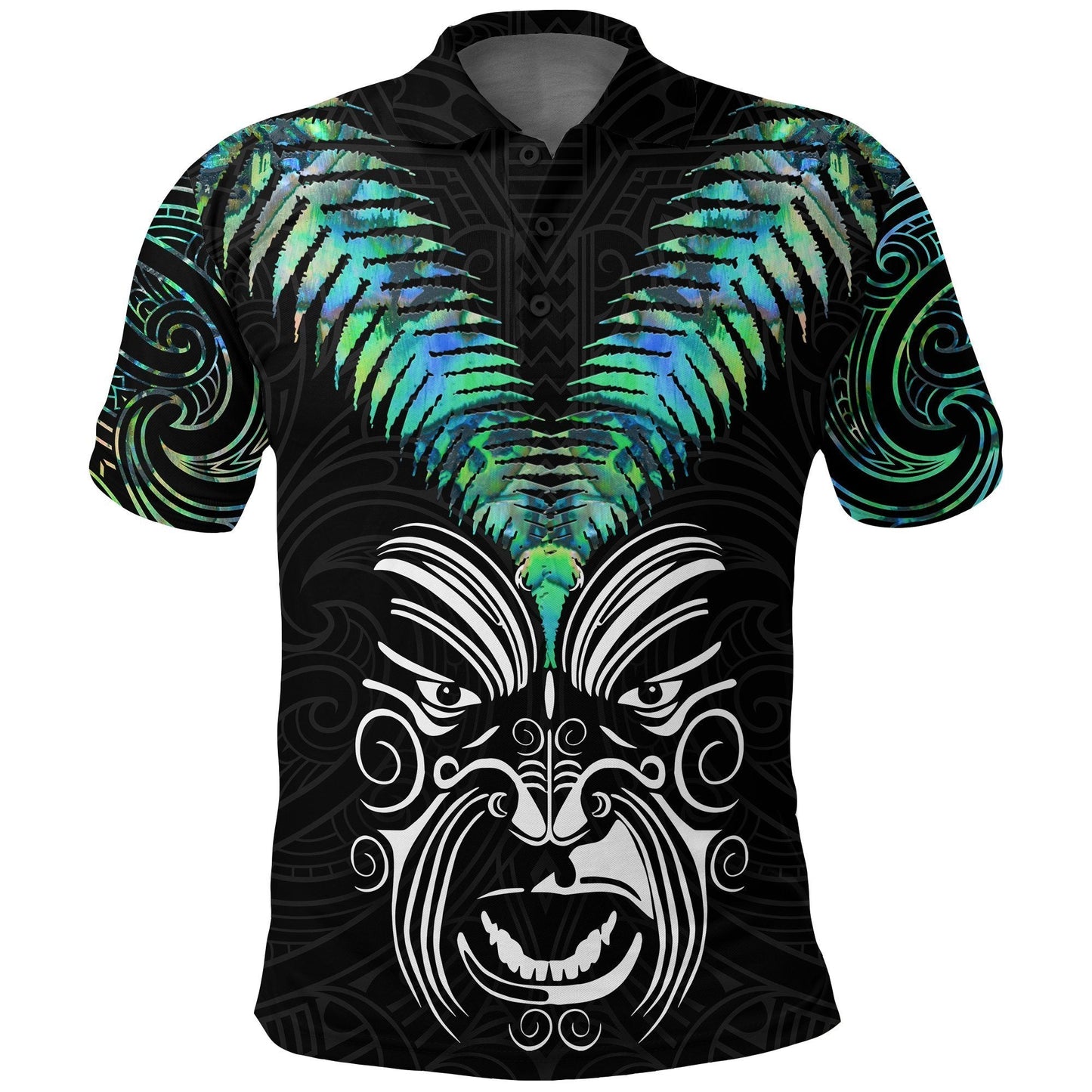 New Zealand Maori Moko Polo Shirt Paua Shell