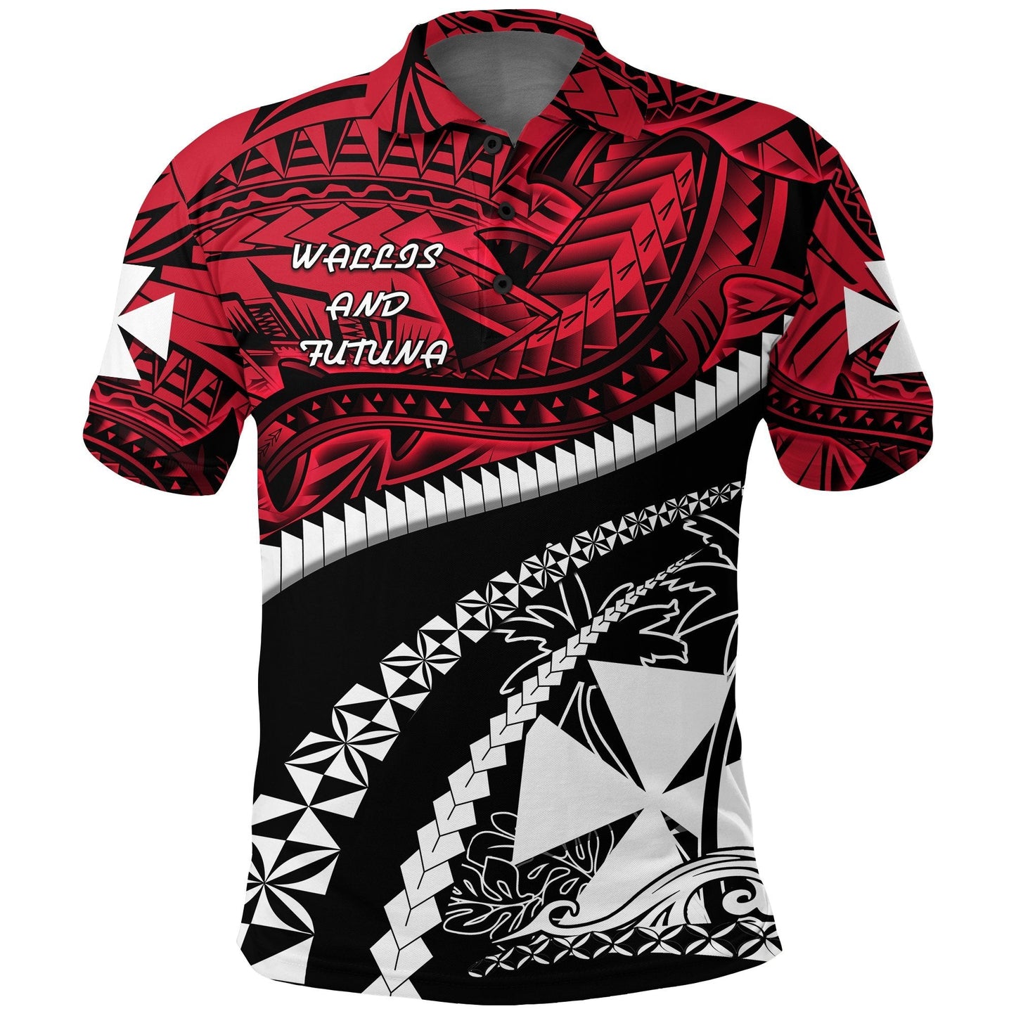 Wallis and Futuna Tapa Polo Shirt Polynesian Shark Tattoo