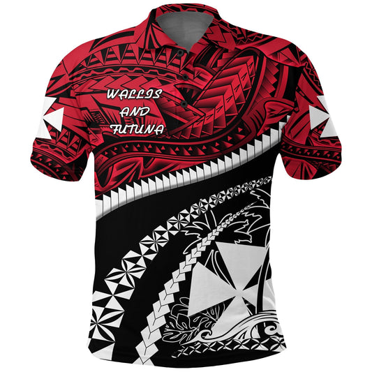 Wallis and Futuna Tapa Polo Shirt Polynesian Shark Tattoo