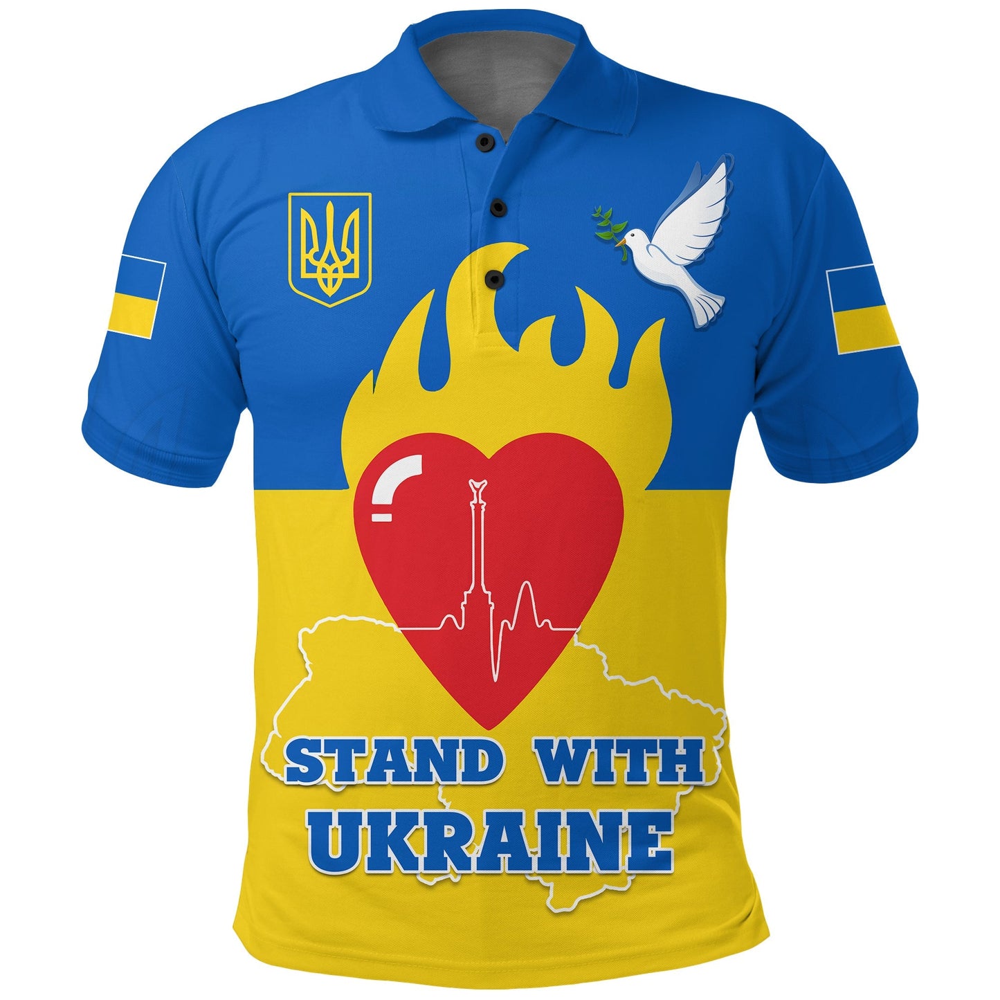 Stand with Ukraine Polo Shirt Peace Love and is Not Russia
