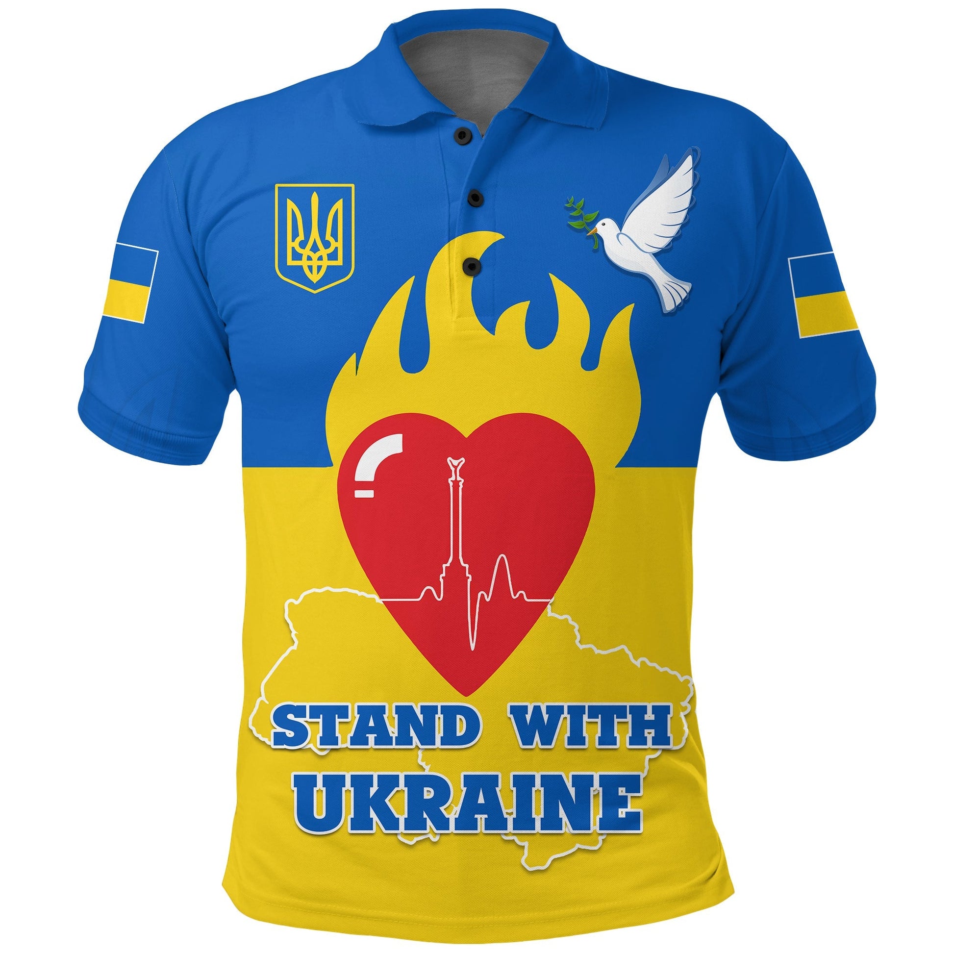 Stand with Ukraine Polo Shirt Peace Love and is Not Russia