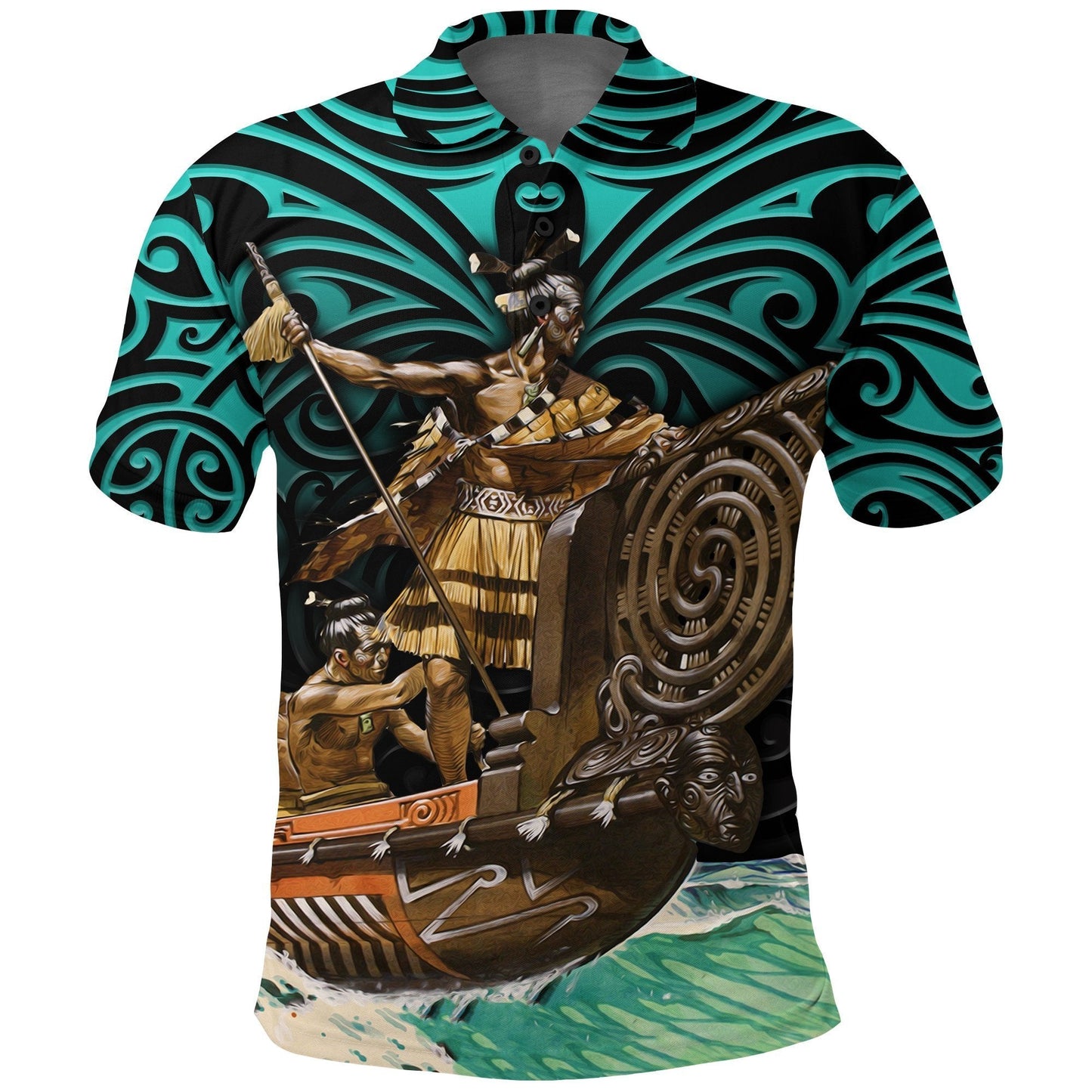 New Zealand Polo Shirts, Maori Waka Taua Golfs Shirt