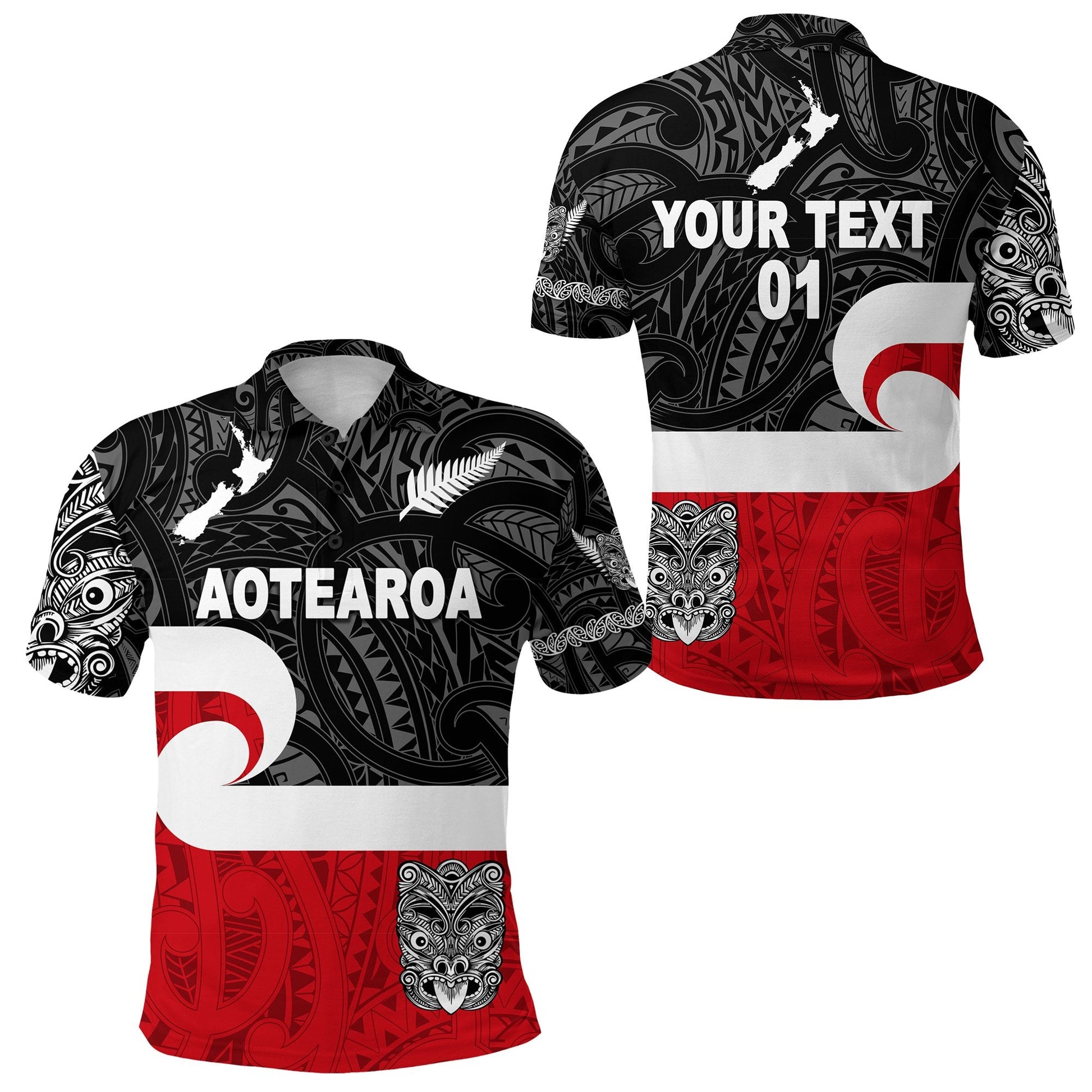 Custom Personalised Maori Aotearoa Haka Polo Shirt New Zealand Simple, Custom Text And Number