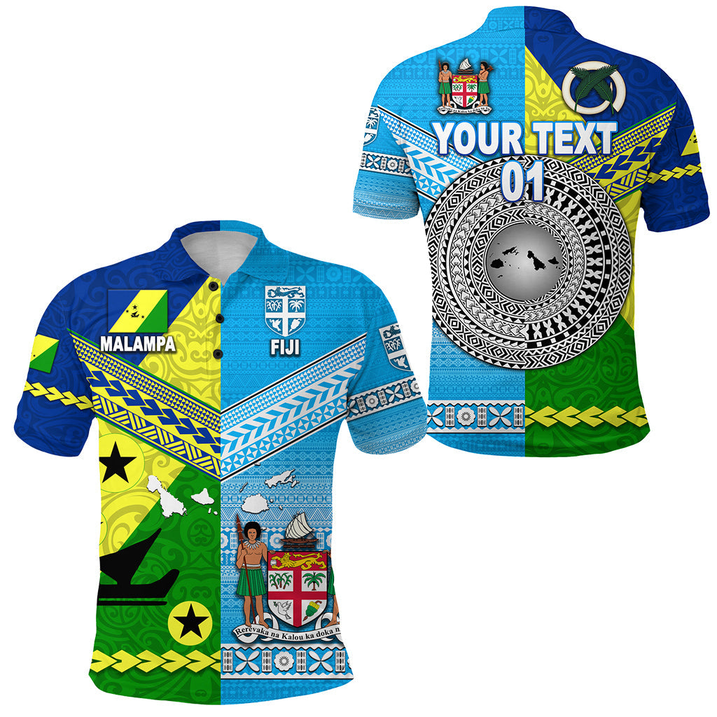 Custom Personalised Vanuatu Malampa Province And Fiji Polo Shirt Together, Custom Text And Number