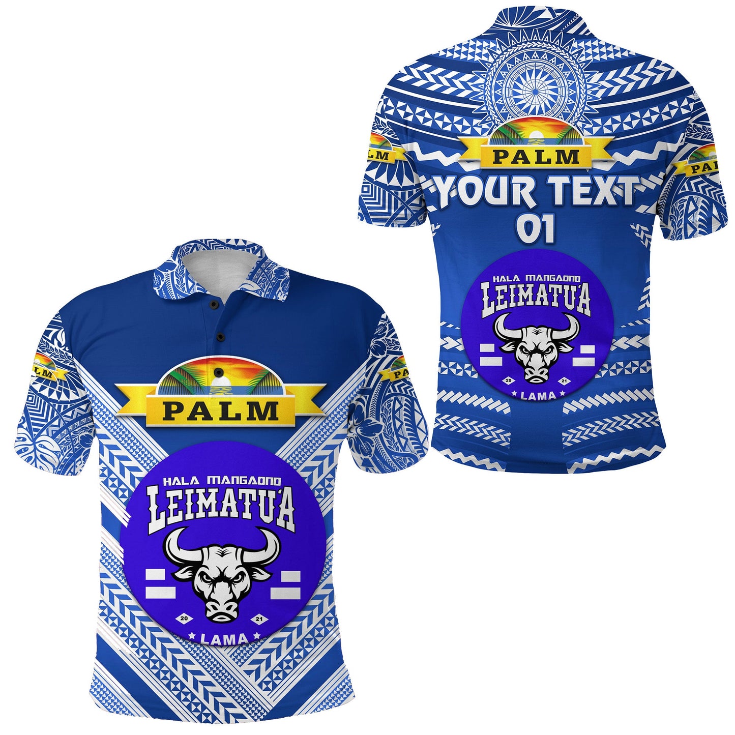 Custom Personalised Mate Ma'a Tonga Polo Shirt Leimatu'a Bulls Creative Style - Blue NO.1, Custom Text And Number