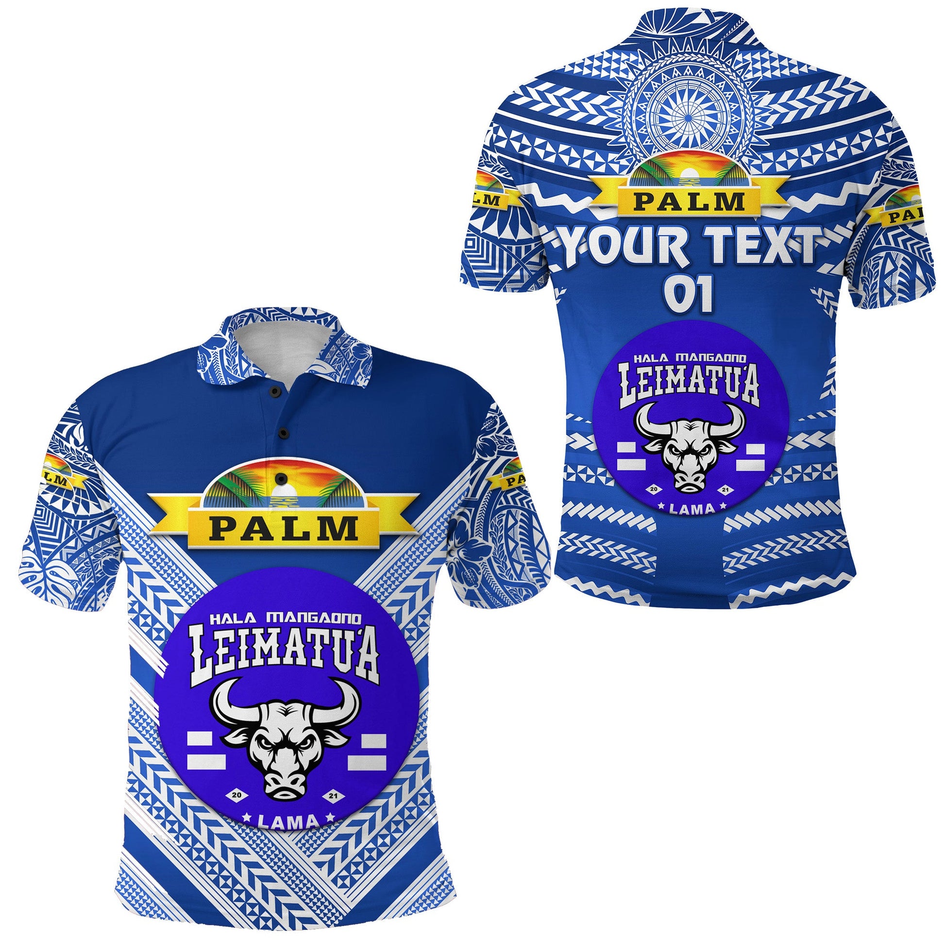 Custom Personalised Mate Ma'a Tonga Polo Shirt Leimatu'a Bulls Creative Style - Blue NO.1, Custom Text And Number