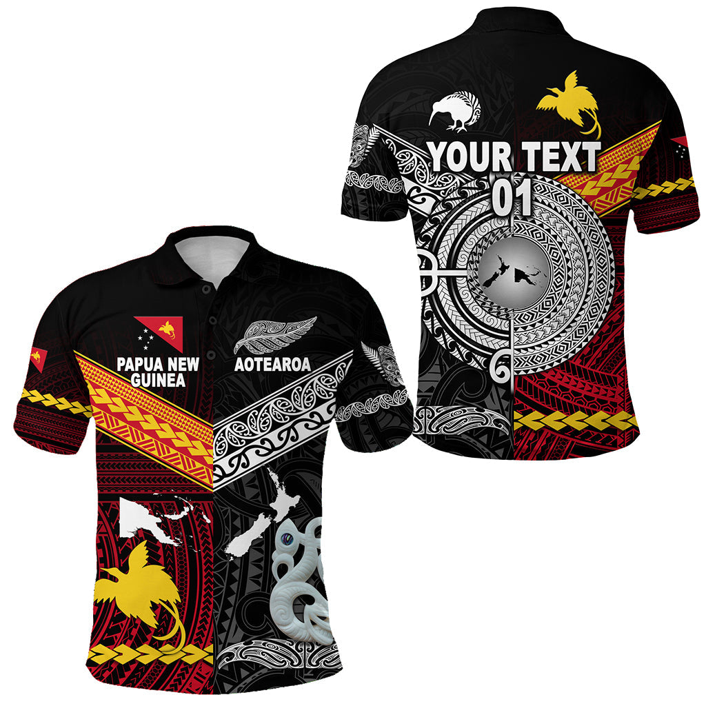 Custom Personalised New Zealand Maori Aotearoa Papua New Guinea Polynesian Together Polo Shirt, Custom Text And Number