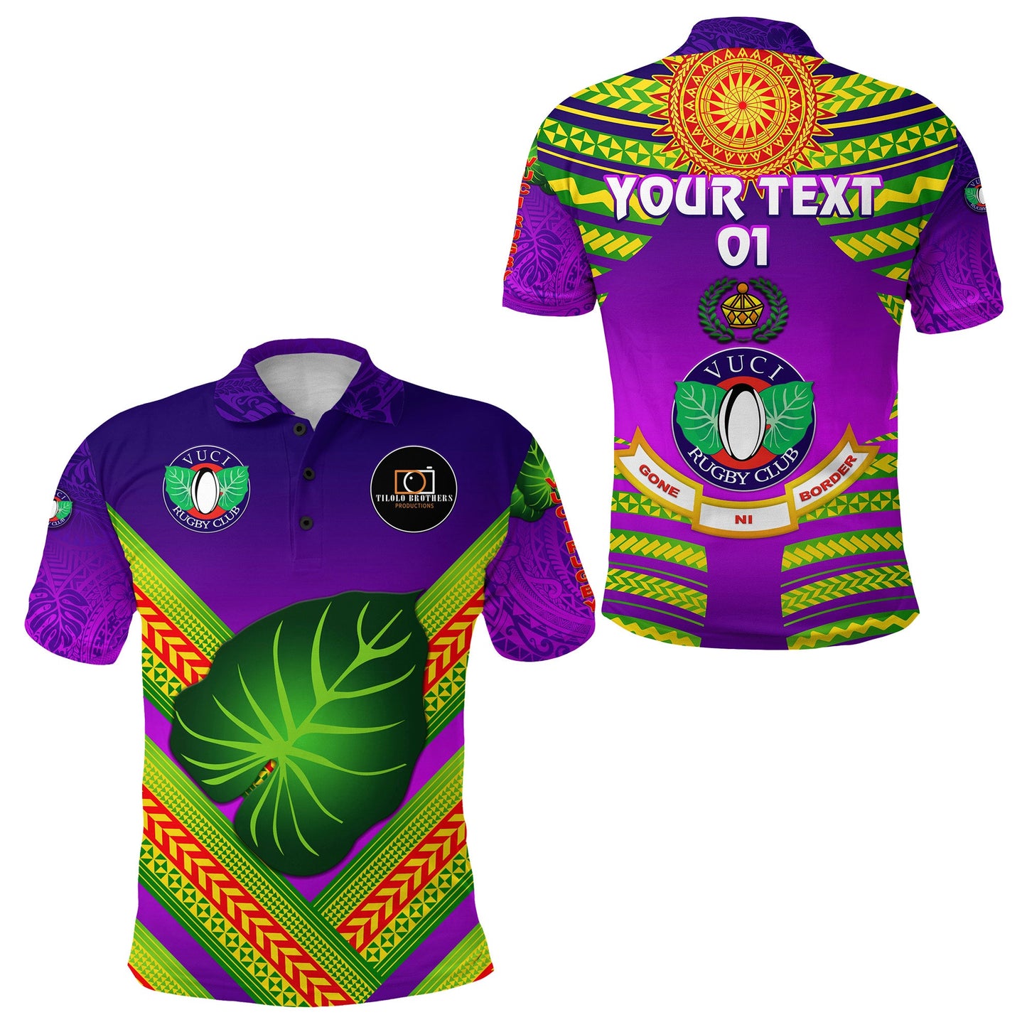 Custom Personalised Fiji Vuci Rugby Club Polo Shirt Creative Style - Purple, Custom Text And Number