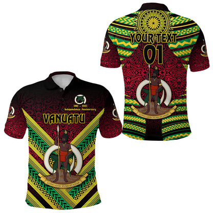 Custom Personalised Vanuatu Special Independence Anniversary Polo Shirt Creative Style - Gradient Red, Custom Text And Number
