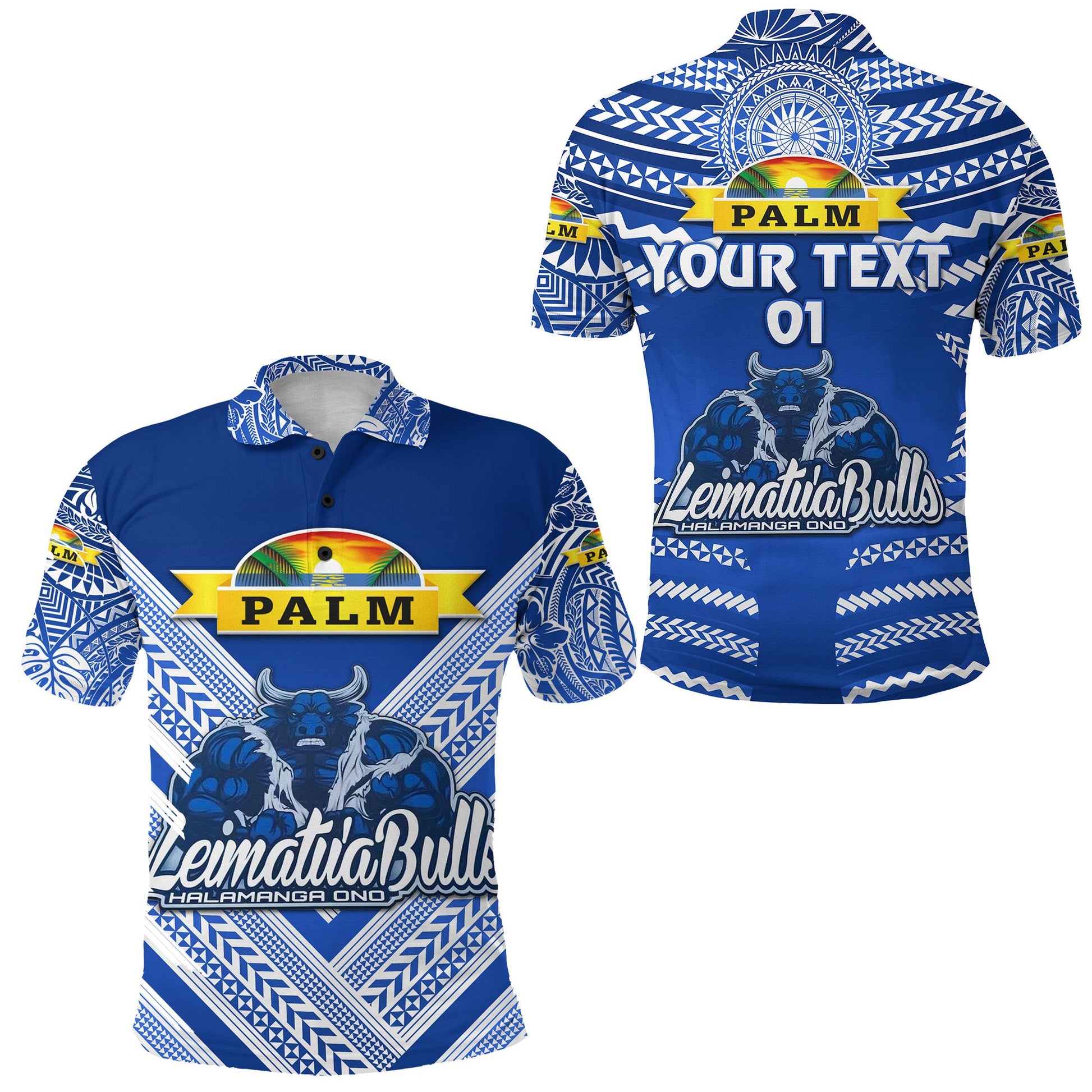 Custom Personalised Mate Ma'a Tonga Polo Shirt Leimatu'a Bulls Creative Style - Blue, Custom Text And Number