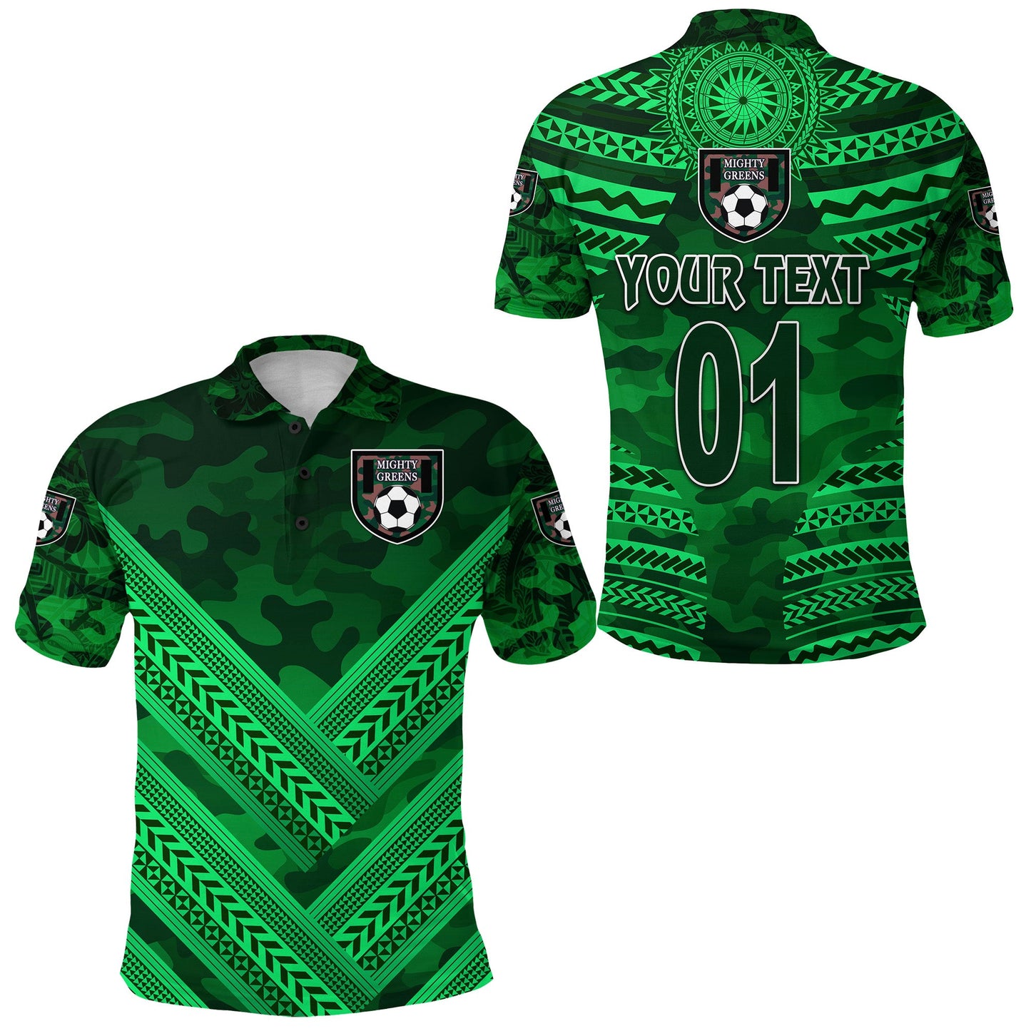 Custom Personalised Mighty Greens Polo Shirt Military Football Team Creative Style, Custom Text And Number