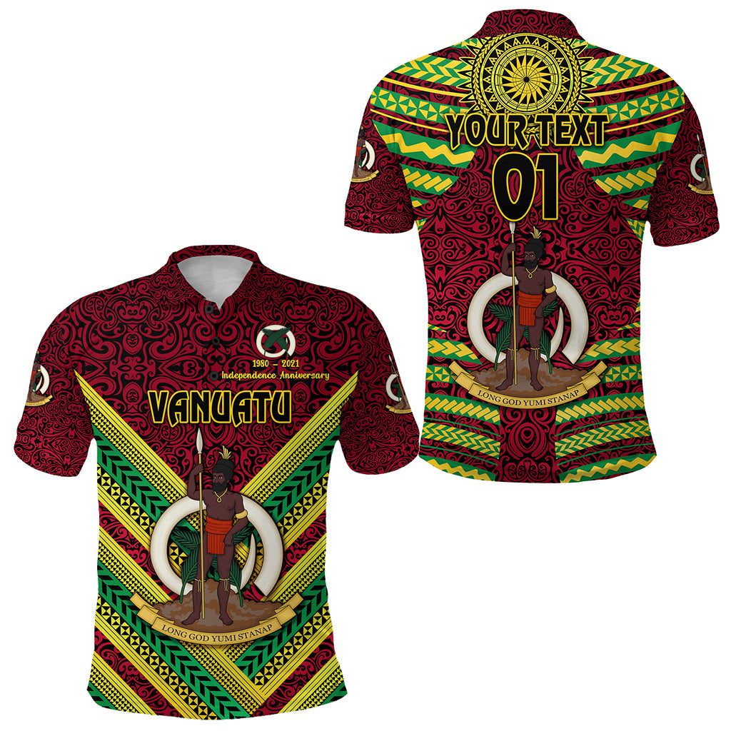 Custom Personalised Vanuatu Special Independence Anniversary Polo Shirt Creative Style - Red, Custom Text And Number