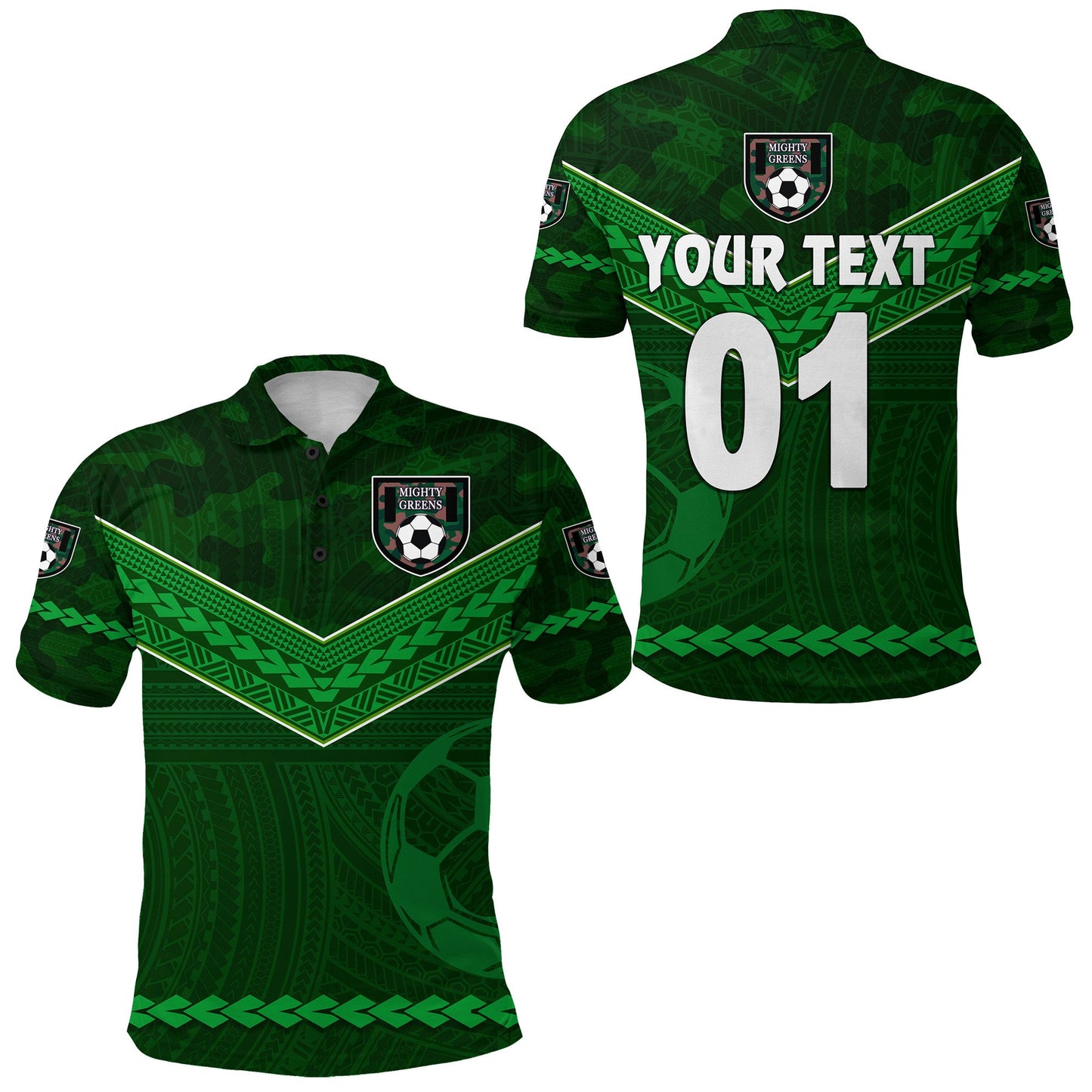 Custom Personalised Mighty Greens Polo Shirt Military Football Team Simple Style, Custom Text And Number