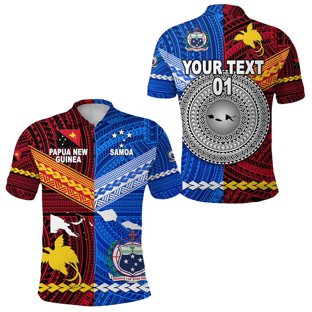Custom Personalised Papua New Guinea And Samoa Together Polo Shirt, Custom Text And Number