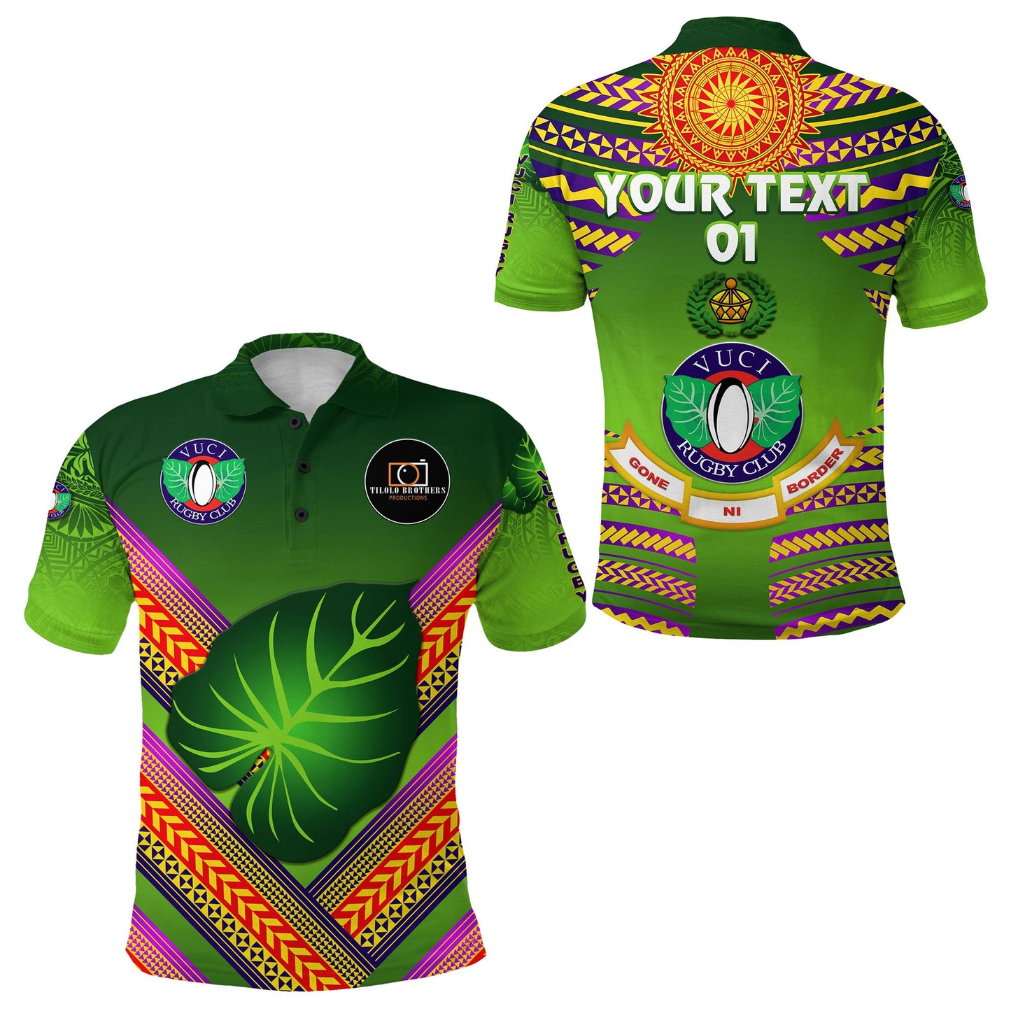Custom Personalised Fiji Vuci Rugby Club Polo Shirt Creative Style - Green, Custom Text And Number