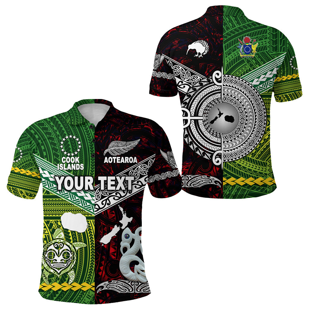 Custom Personalised New Zealand Maori Aotearoa Polo Shirt Cook Islands Together - Red
