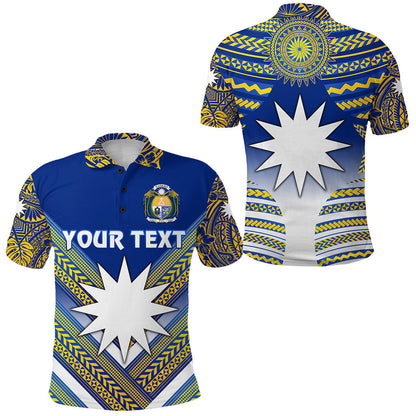 Custom Personalised Nauru Polynesian Flag Polo Shirt Creative Style - Blue NO.1