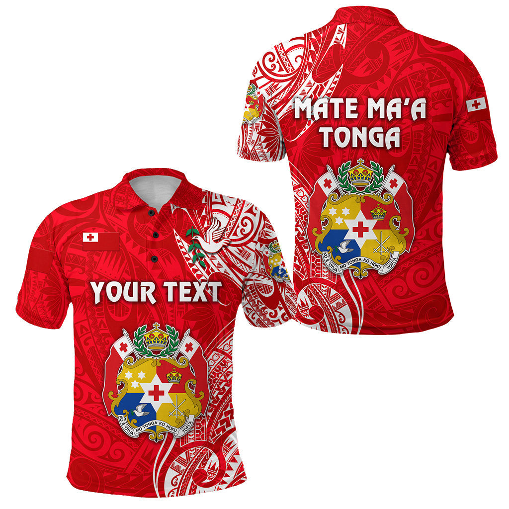 Custom Personalised Tonga Coat Of Arms Polo Shirt Simple Vibes - Bright Red