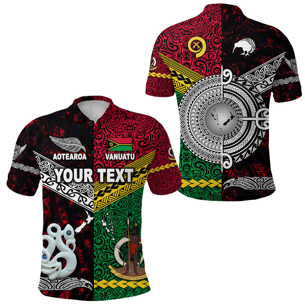 Custom Personalised Vanuatu And New Zealand Polo Shirt Together - Red