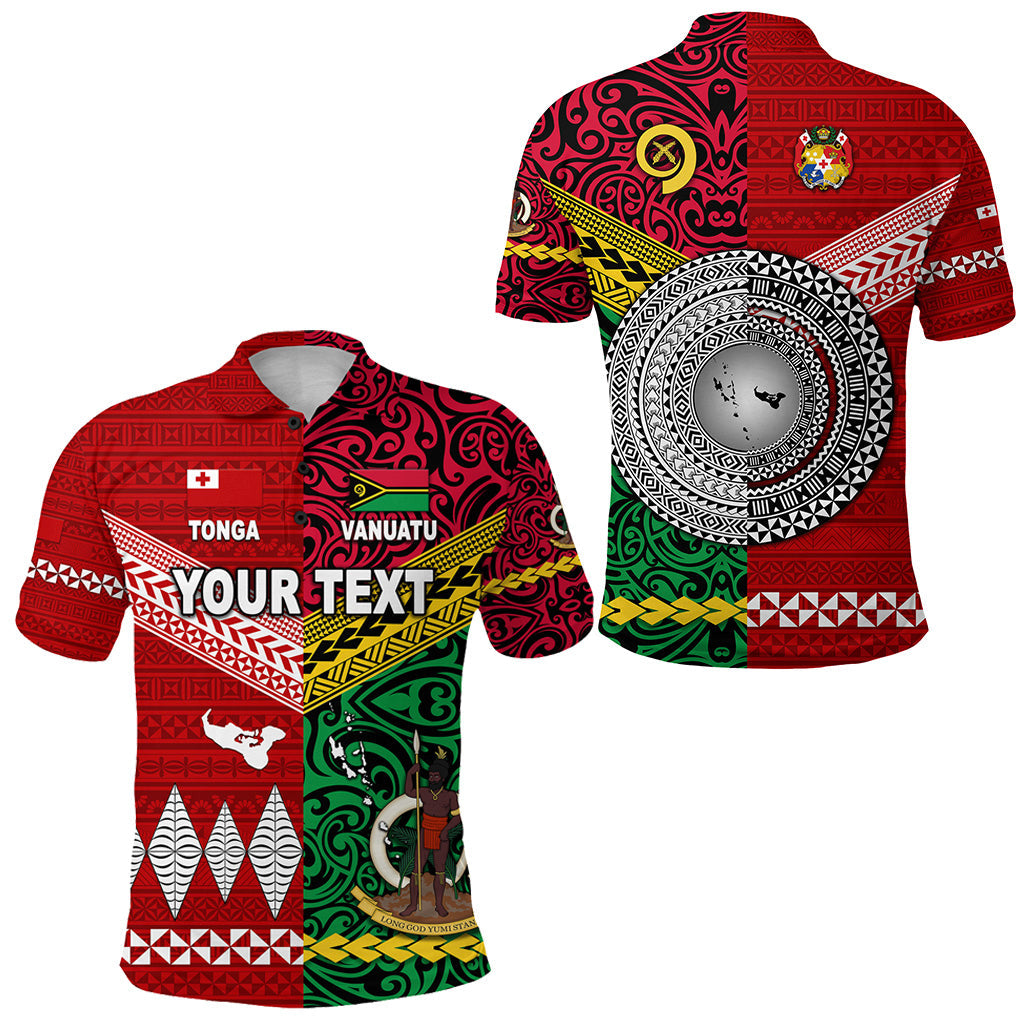 Custom Personalised Vanuatu And Tonga Polo Shirt Polynesian Together - Bright Red