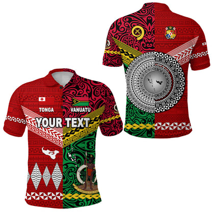 Custom Personalised Vanuatu And Tonga Polo Shirt Polynesian Together - Bright Red