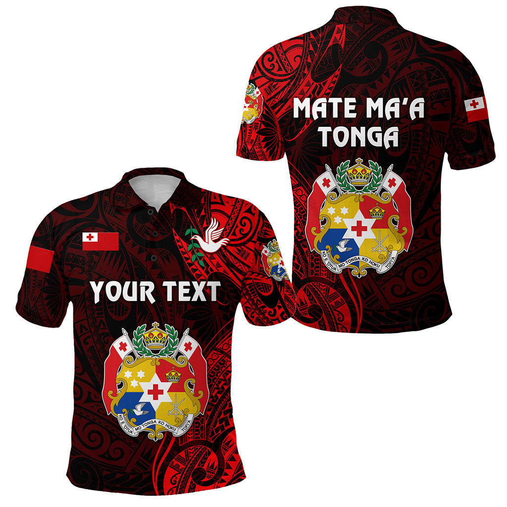 Custom Personalised Tonga Coat Of Arms Polo Shirt Simple Vibes - Red