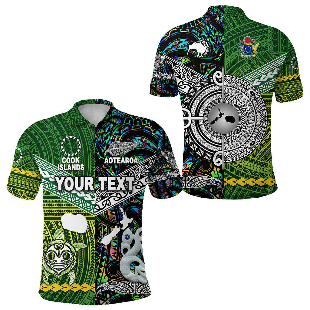 Custom Personalised New Zealand Maori Aotearoa Polo Shirt Cook Islands Together - Paua Shell