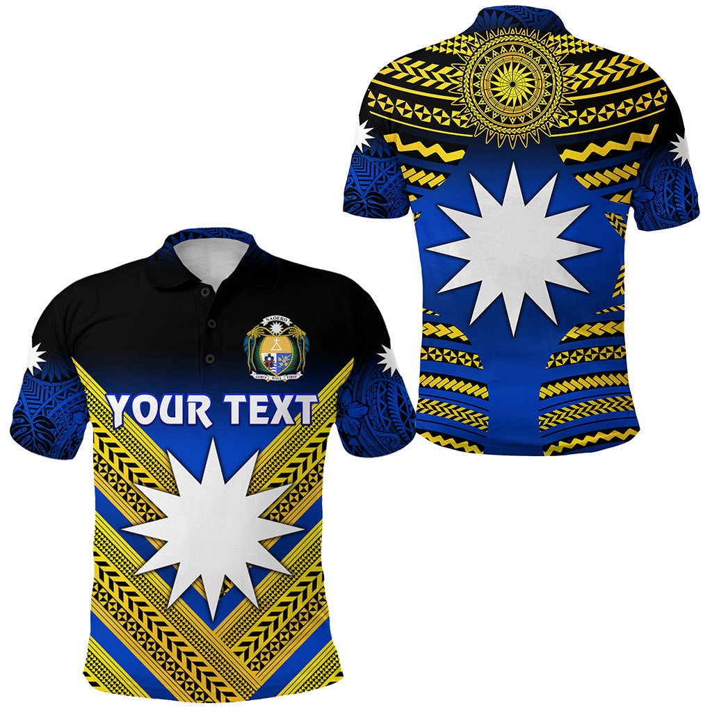 Custom Personalised Nauru Polynesian Flag Polo Shirt Creative Style - Gradient Blue