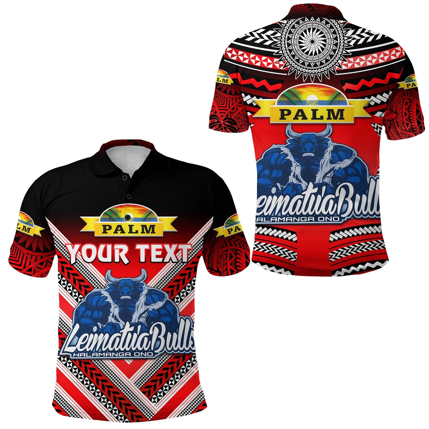 Custom Personalised Mate Ma'a Tonga Polo Shirt Leimatu'a Bulls Creative Style - Red