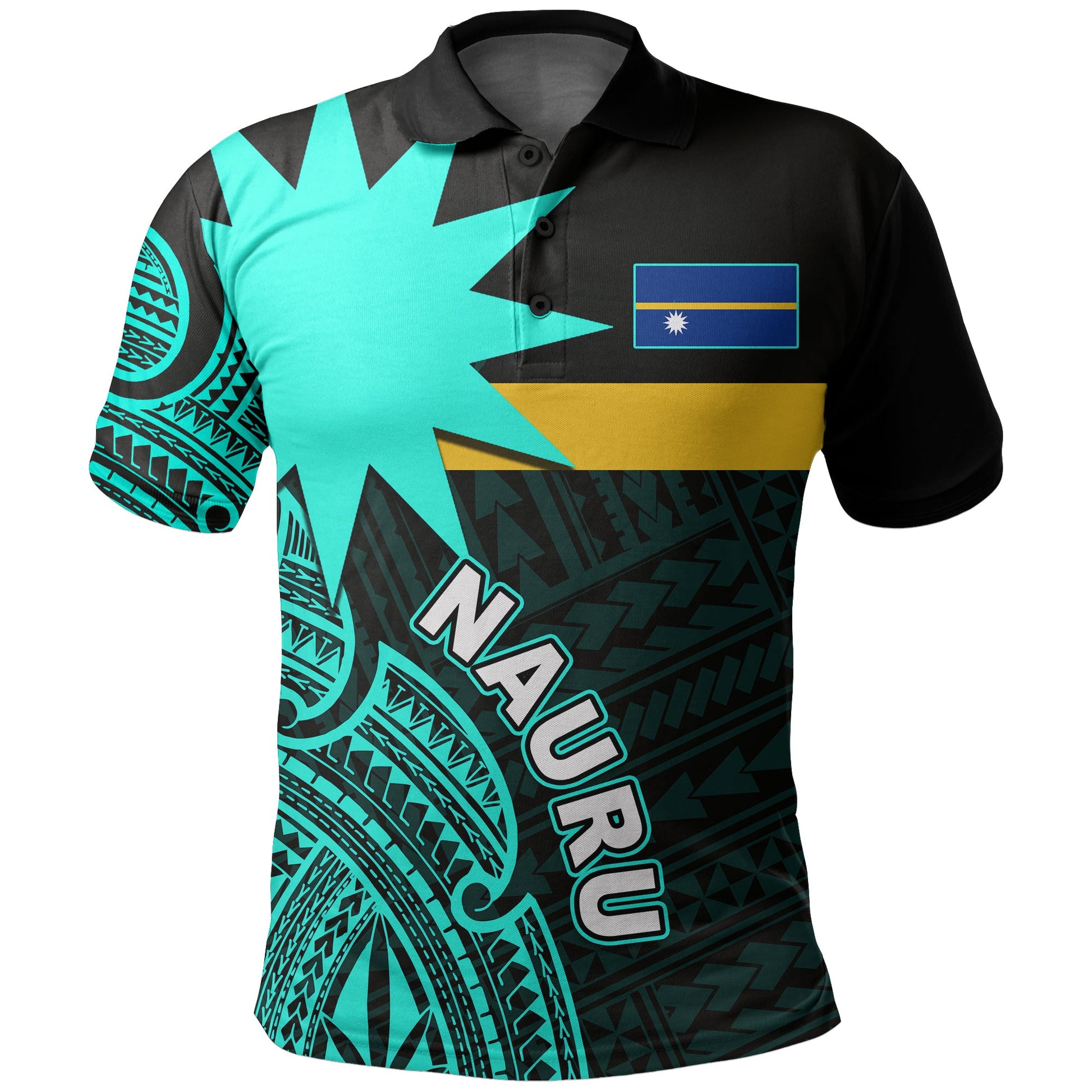 Nauru Polo Shirt Flag In Heart No.4