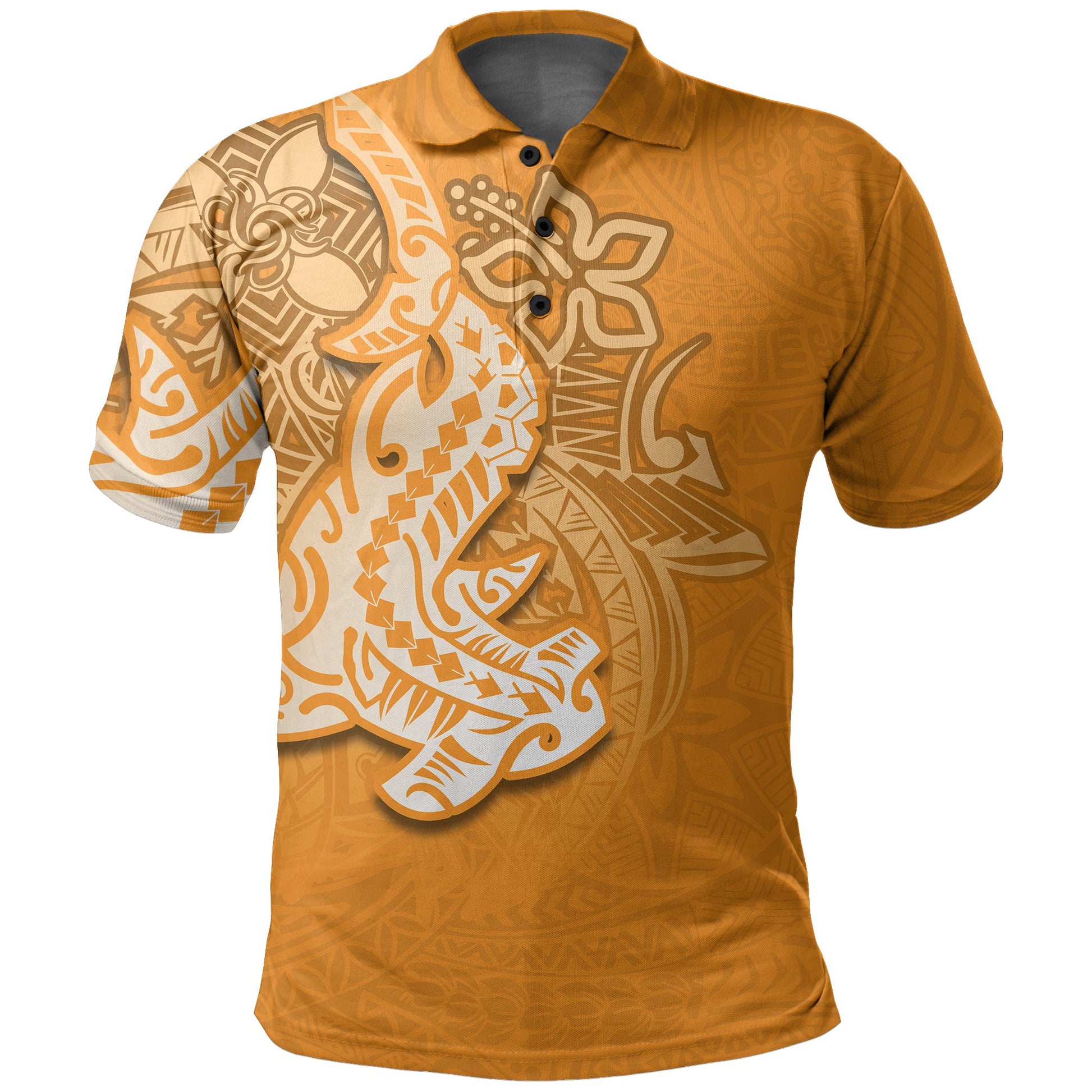 Hammerhead shark Polo Shirt Polynesian Orange Style