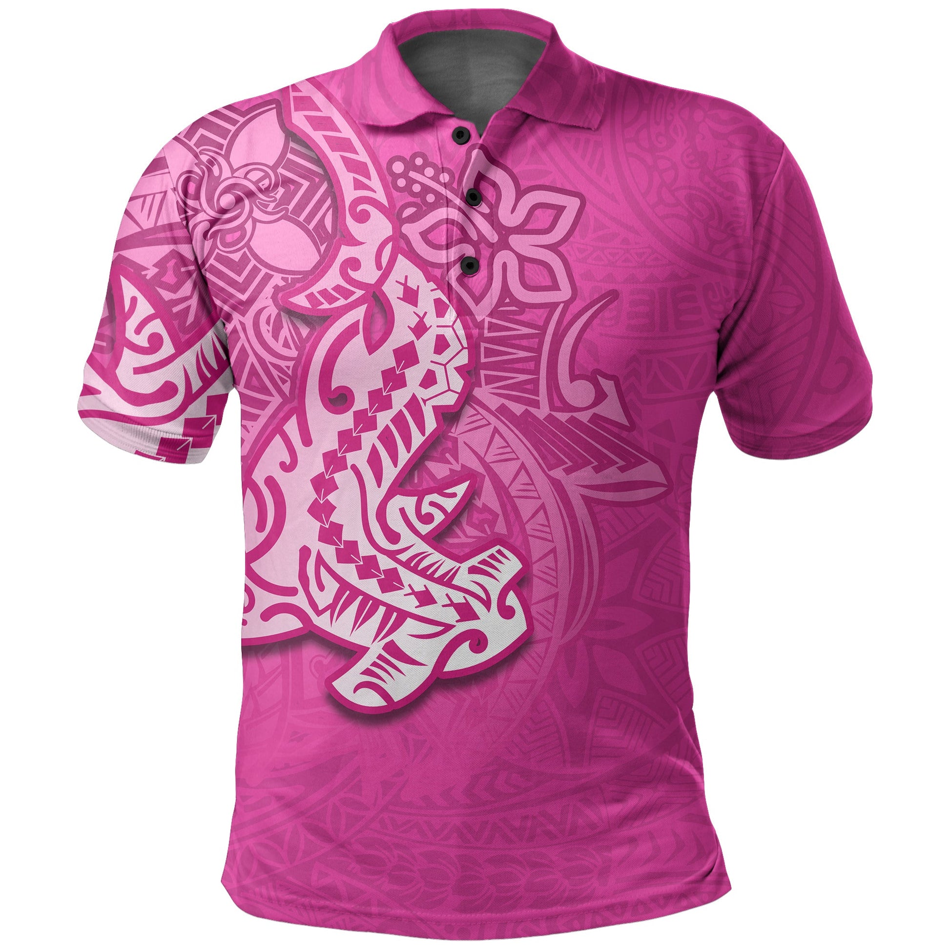 Hammerhead shark Polo Shirt Polynesian Pink Style