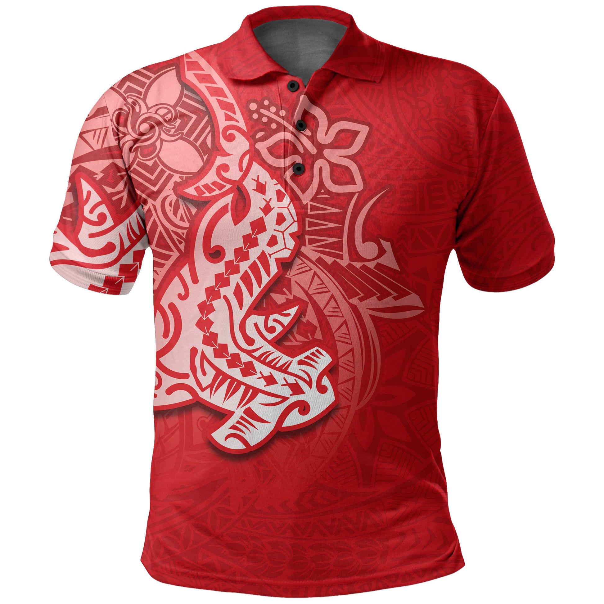 Hammerhead shark Polo Shirt Polynesian Red Style