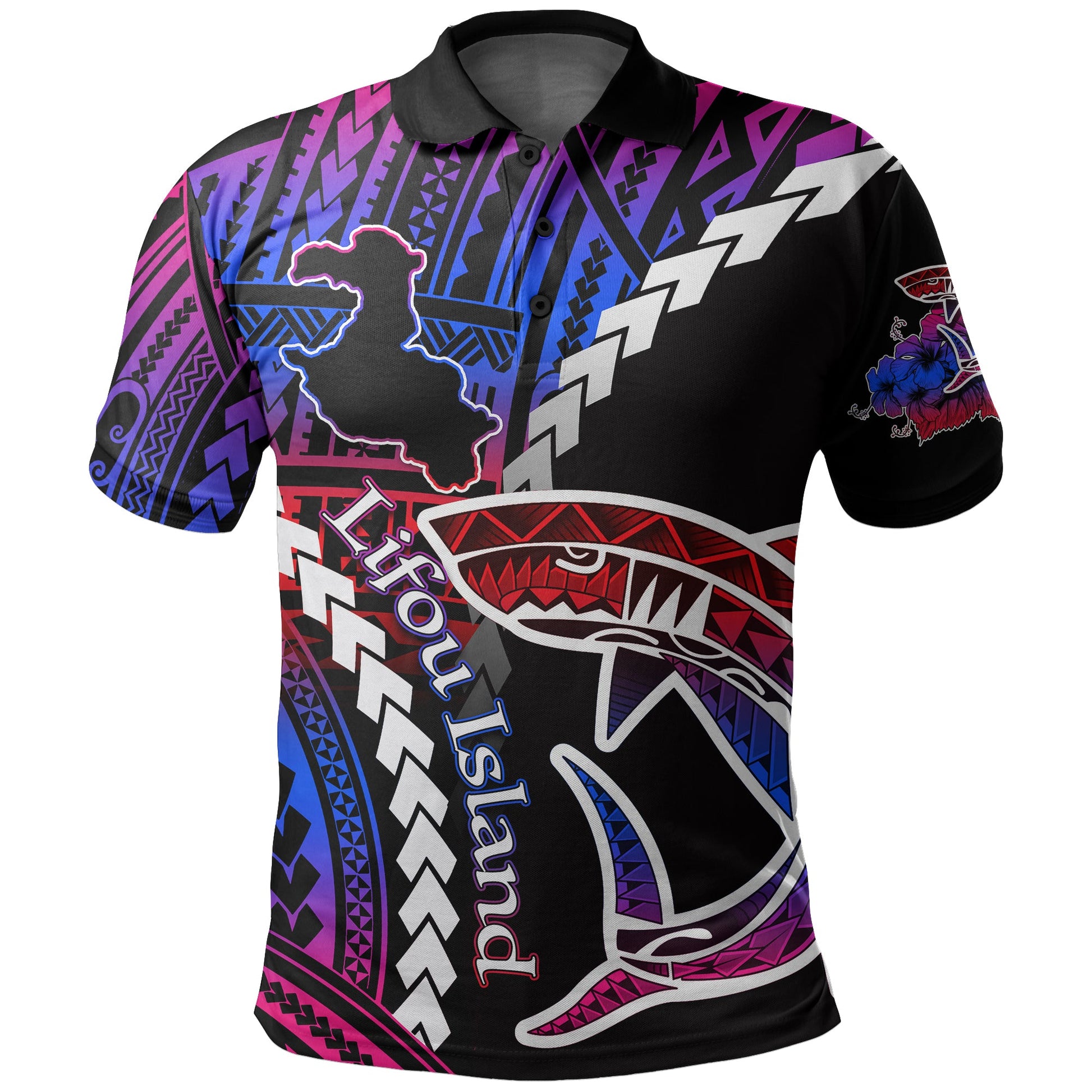 Lifou Island Polo Shirt Shark Polynesian Tribal Pattern Shirt