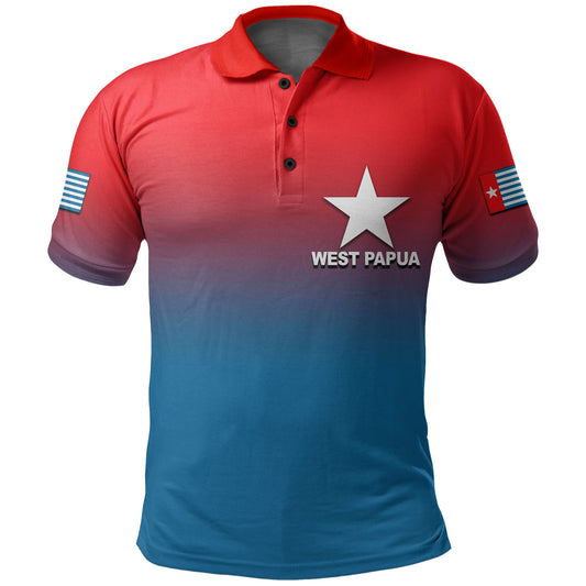 West Papua Polo Shirt Flag Color Simple Style