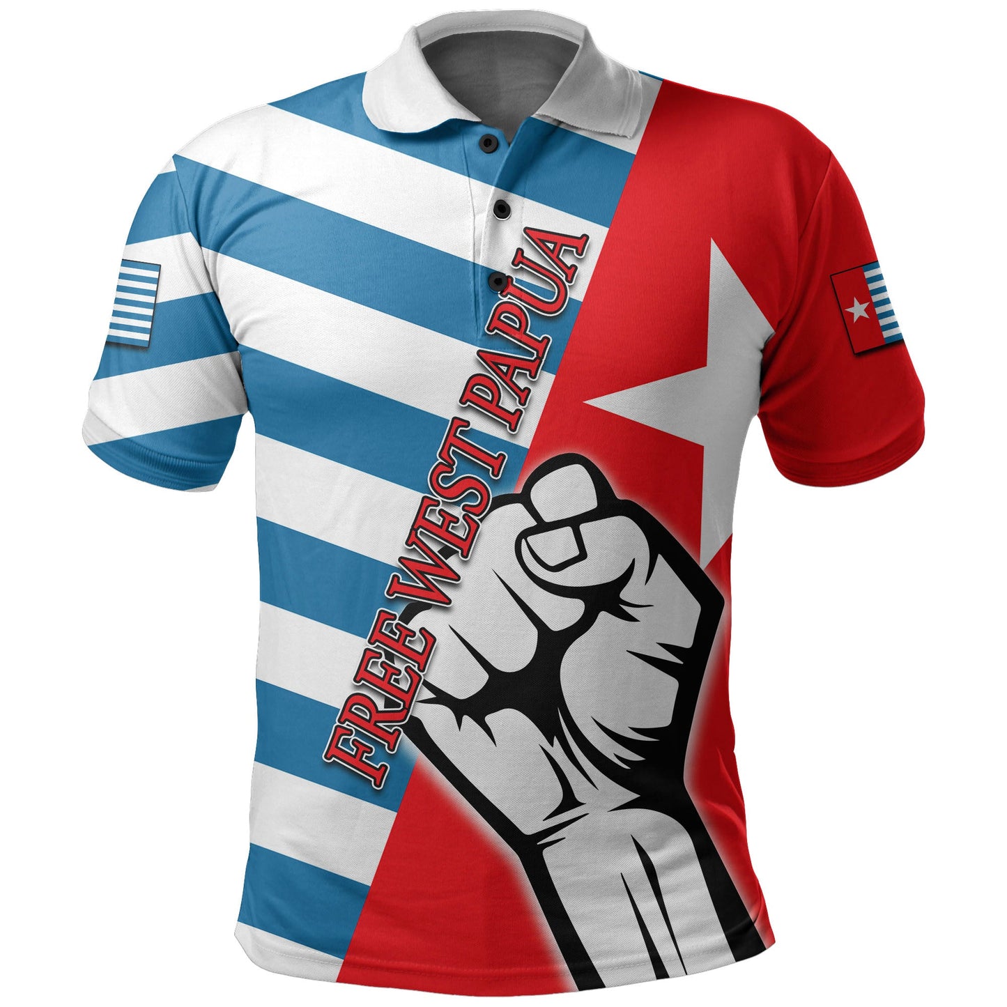 Free West Papua Polo Shirt Clenched Hands Flag