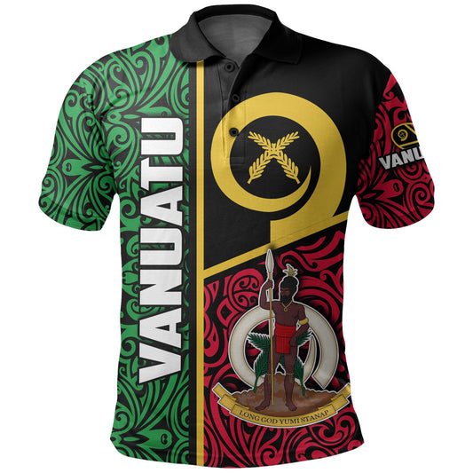Vanuatu Rugby Polo Shirt Polynesian Flag Style