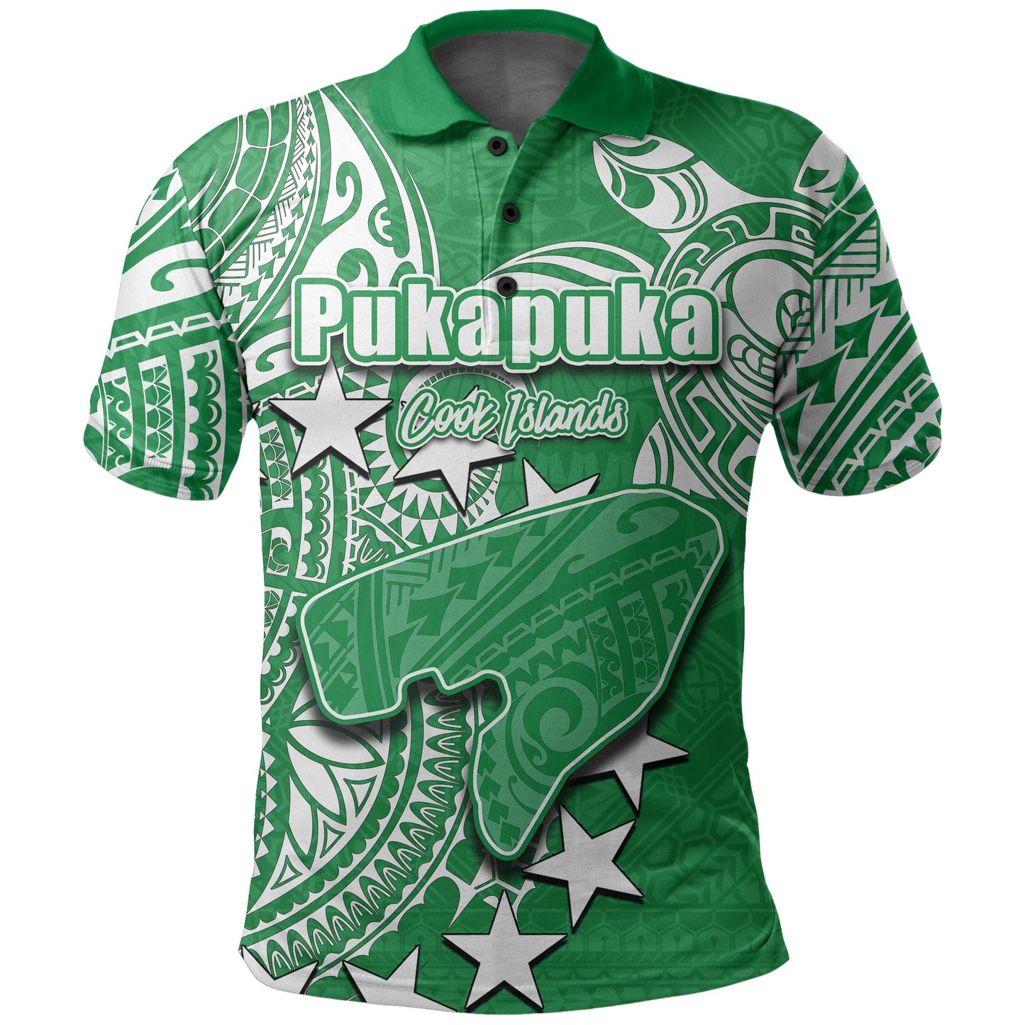 Cook Islands Polo Shirt Pukapuka Green Style